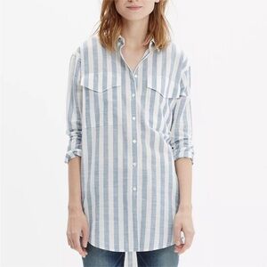 Madewell Blue & White Striped OVERSIZED Button Down Top